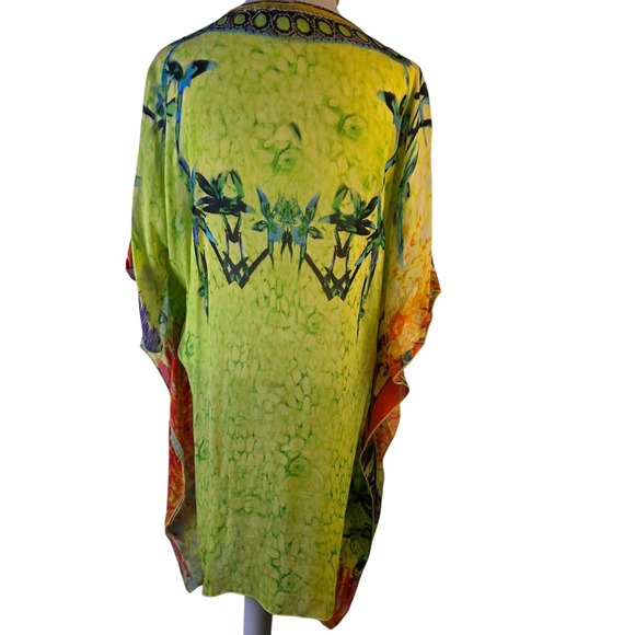 Soft Surroundings Kaftan‎ Tunic S/M Sheer Boho Rhinestone Embellished Coverup - Picture 2 of 12
